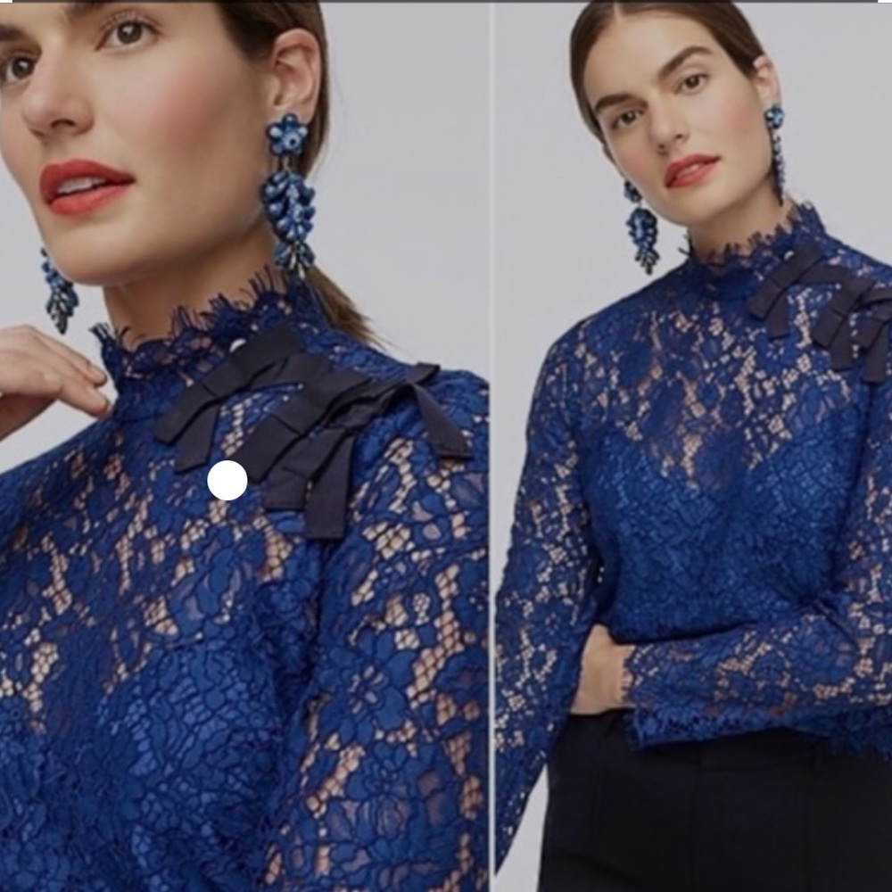 J. Crew mock neck top in floral lace, Size 00